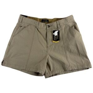 Noble Outfitters Tug Free Work Chino Shorts Womens‎ 14 Beige Stretch High Rise